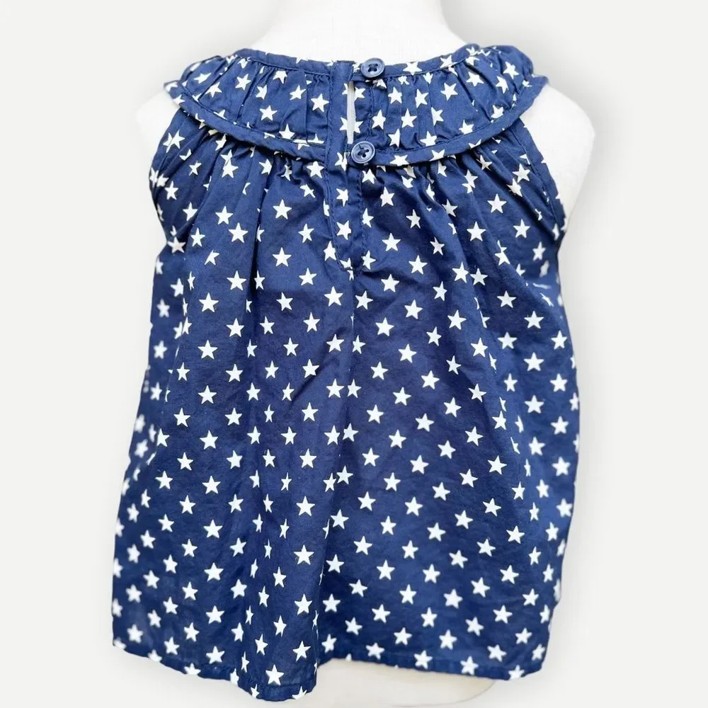 Old Navy Baby Girl’s Sleeveless Ruffle Neck Star Print Tank Top. 12-18 Months.